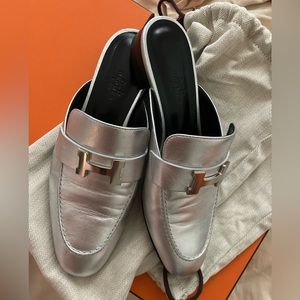 BNIB Hermes Silver Trocadero Mule size 37